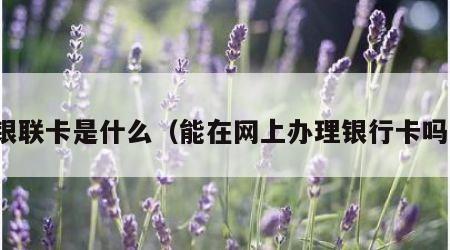 银联卡是什么（能在网上办理银行卡吗）