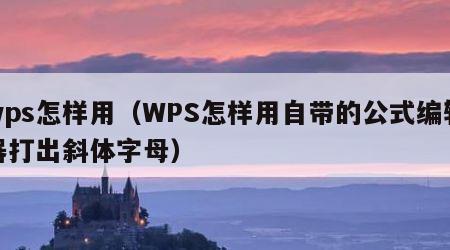wps怎样用（WPS怎样用自带的公式编辑器打出斜体字母）