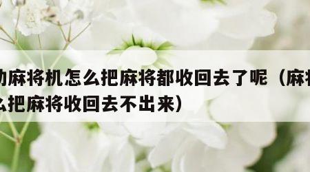自动麻将机怎么把麻将都收回去了呢（麻将机怎么把麻将收回去不出来）