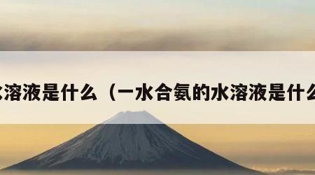 水溶液是什么（一水合氨的水溶液是什么）