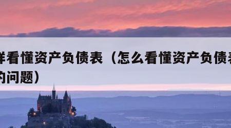 怎样看懂资产负债表（怎么看懂资产负债表出现的问题）
