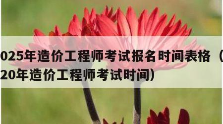 2025年造价工程师考试报名时间表格（2020年造价工程师考试时间）