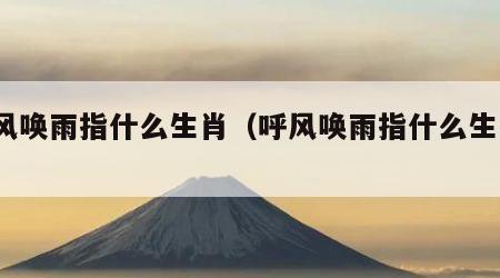 呼风唤雨指什么生肖（呼风唤雨指什么生肖?）