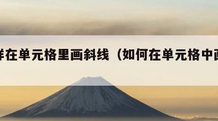 怎样在单元格里画斜线（如何在单元格中画斜线）