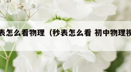 秒表怎么看物理（秒表怎么看 初中物理视频）