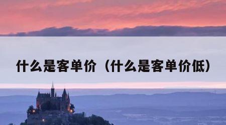 什么是客单价（什么是客单价低）