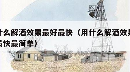用什么解酒效果最好最快（用什么解酒效果最好最快最简单）