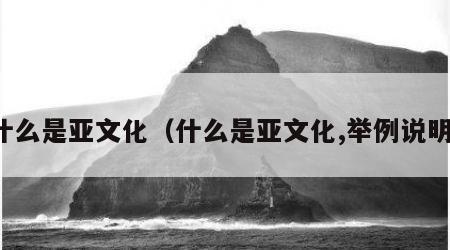 什么是亚文化（什么是亚文化,举例说明）