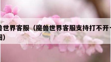 魔兽世界客服（魔兽世界客服支持打不开一直转圈）