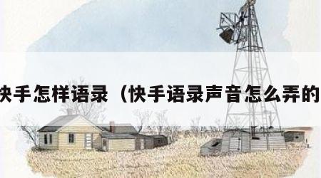 快手怎样语录（快手语录声音怎么弄的）