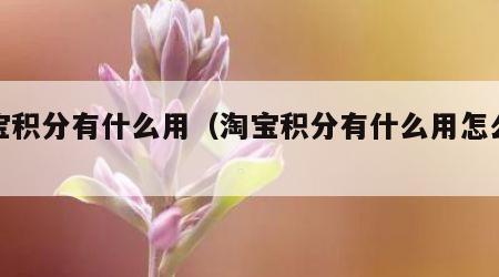 淘宝积分有什么用(淘宝积分有什么用怎么换钱)